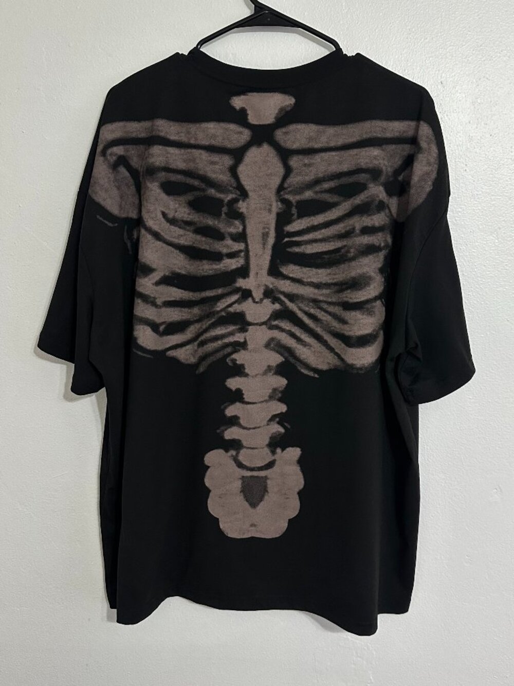 Black Skeleton Ribcage Bleach Graphic Oversized Tee